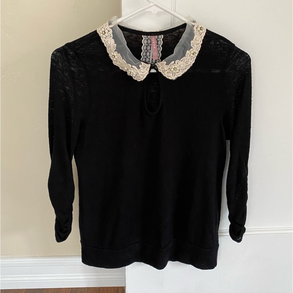 Black sweater with beautifully detailed collar